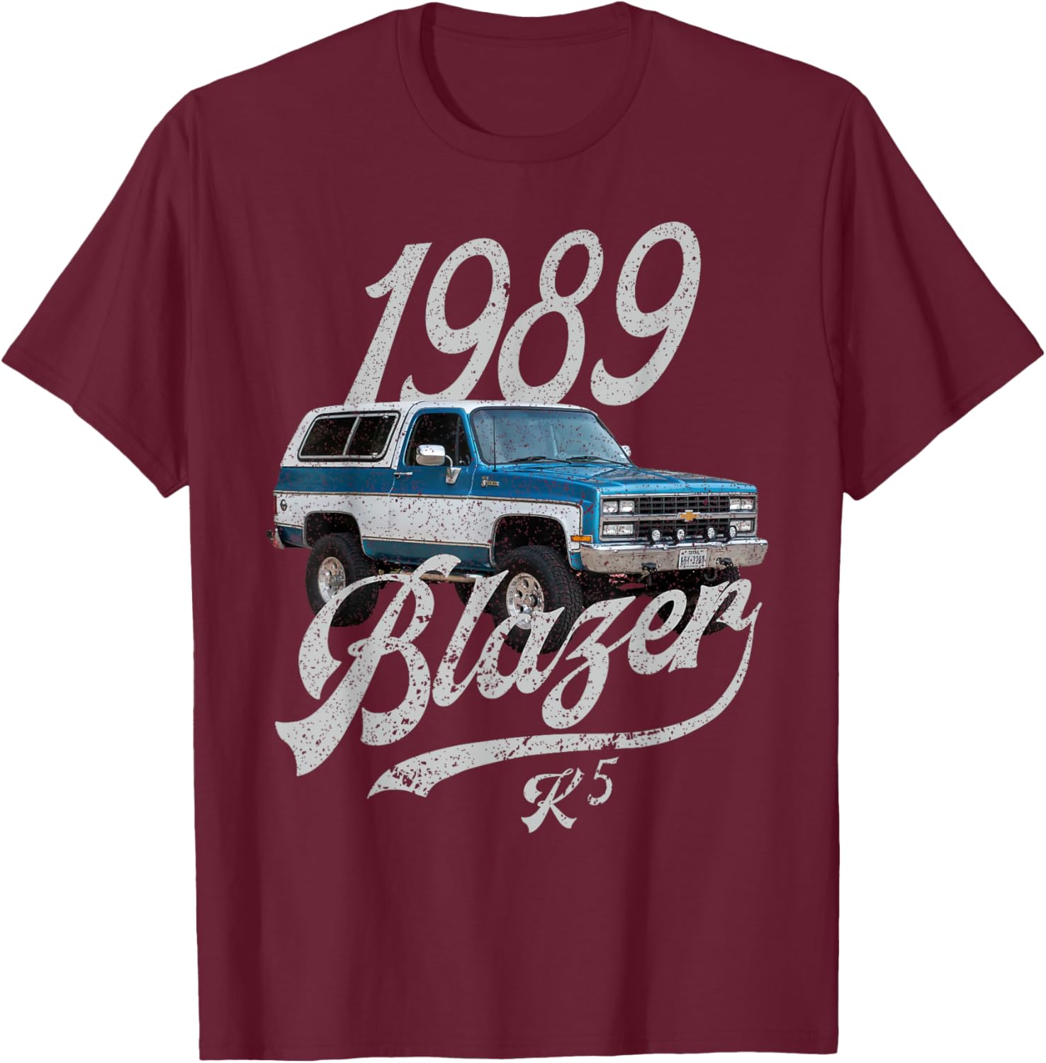 1989 k5 blazer Blue White T-Shirt - T-Shirt | Maroon