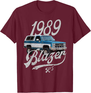 1989 k5 blazer Blue White T-Shirt - T-Shirt | Maroon