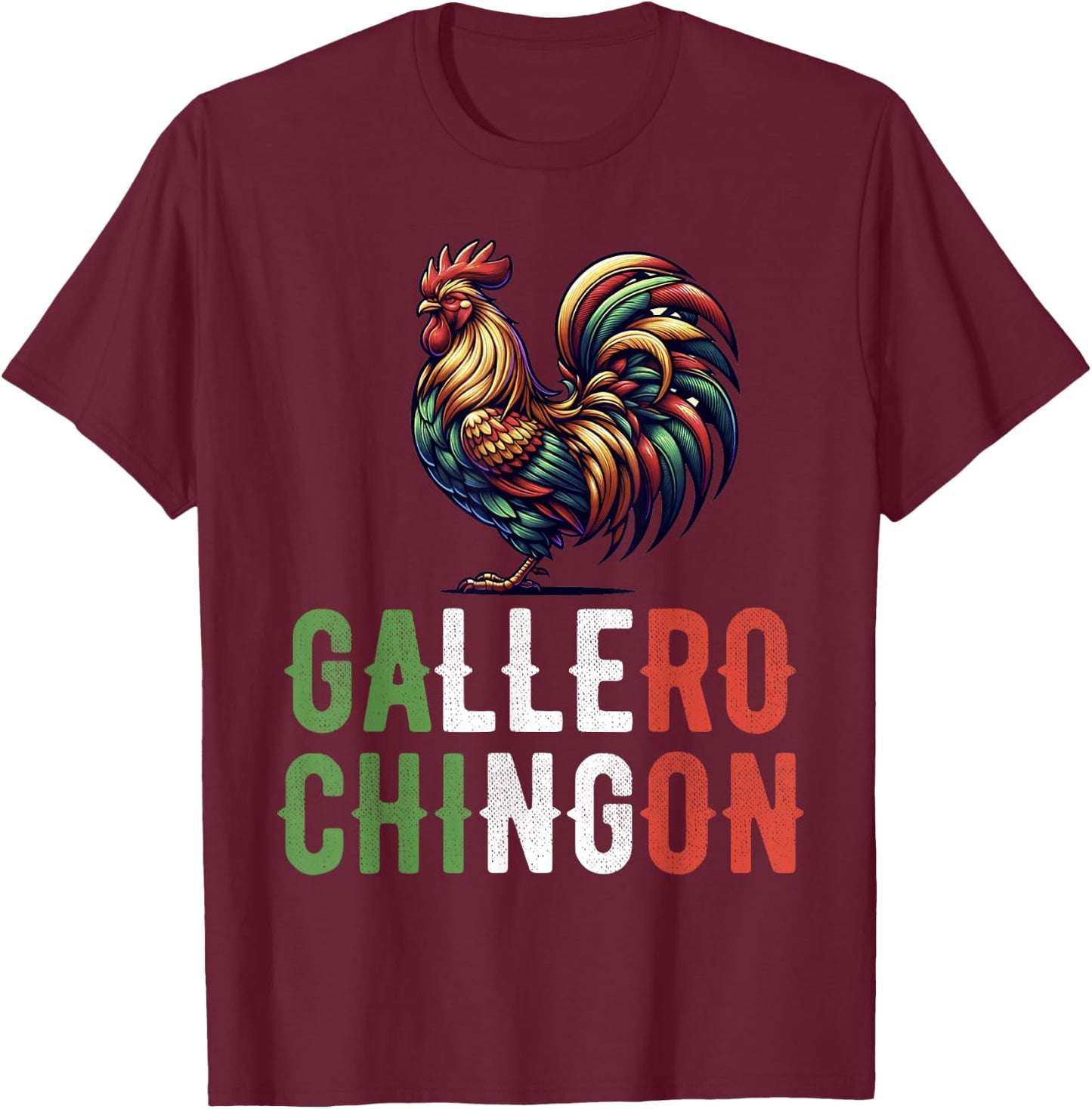 Gallero Mexicano Peleas Gallos Mexican Rooster T-Shirt - T-Shirt | Maroon