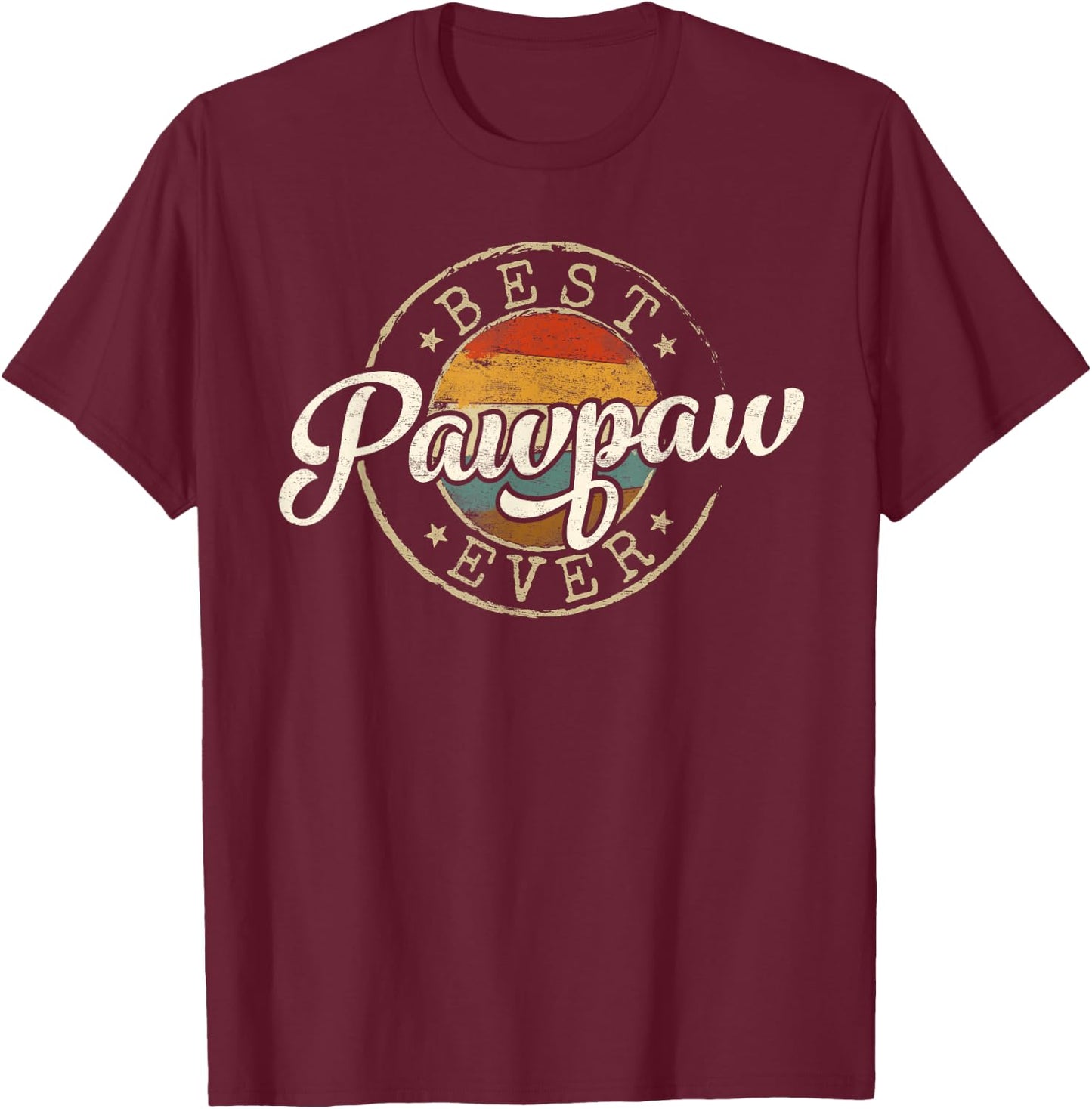 Best Pawpaw Ever Vintage Stamp Fathers Day Grandpa to Be T-Shirt - T-Shirt | Maroon