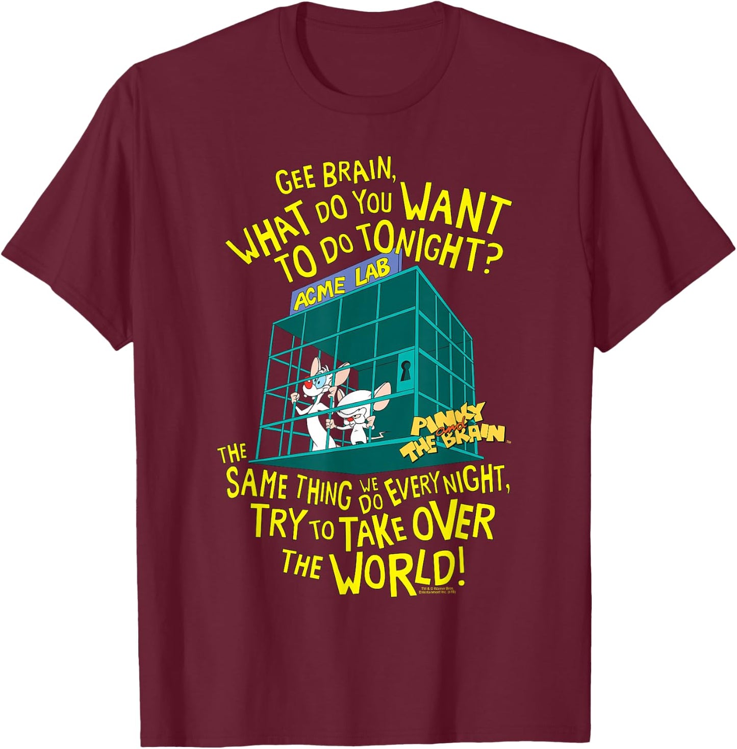 Pinky and The Brain What to Do Tonight? T-Shirt - T-Shirt | Maroon
