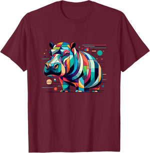 Hippo Hippopotamus Wildlife Animal T-Shirt - T-Shirt | Maroon