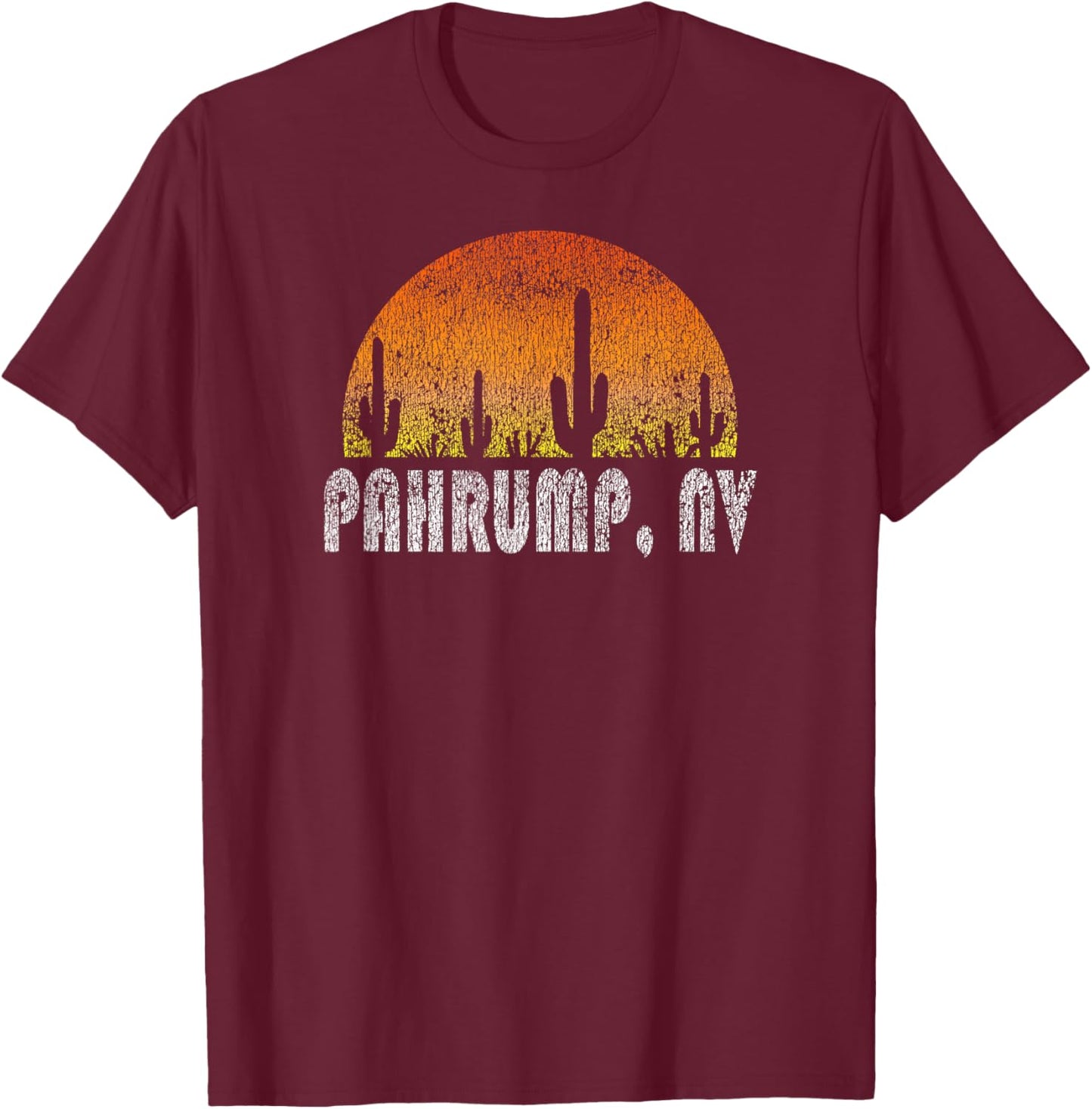 Retro Pahrump Nevada Desert Sunset T-Shirt - T-Shirt | Maroon