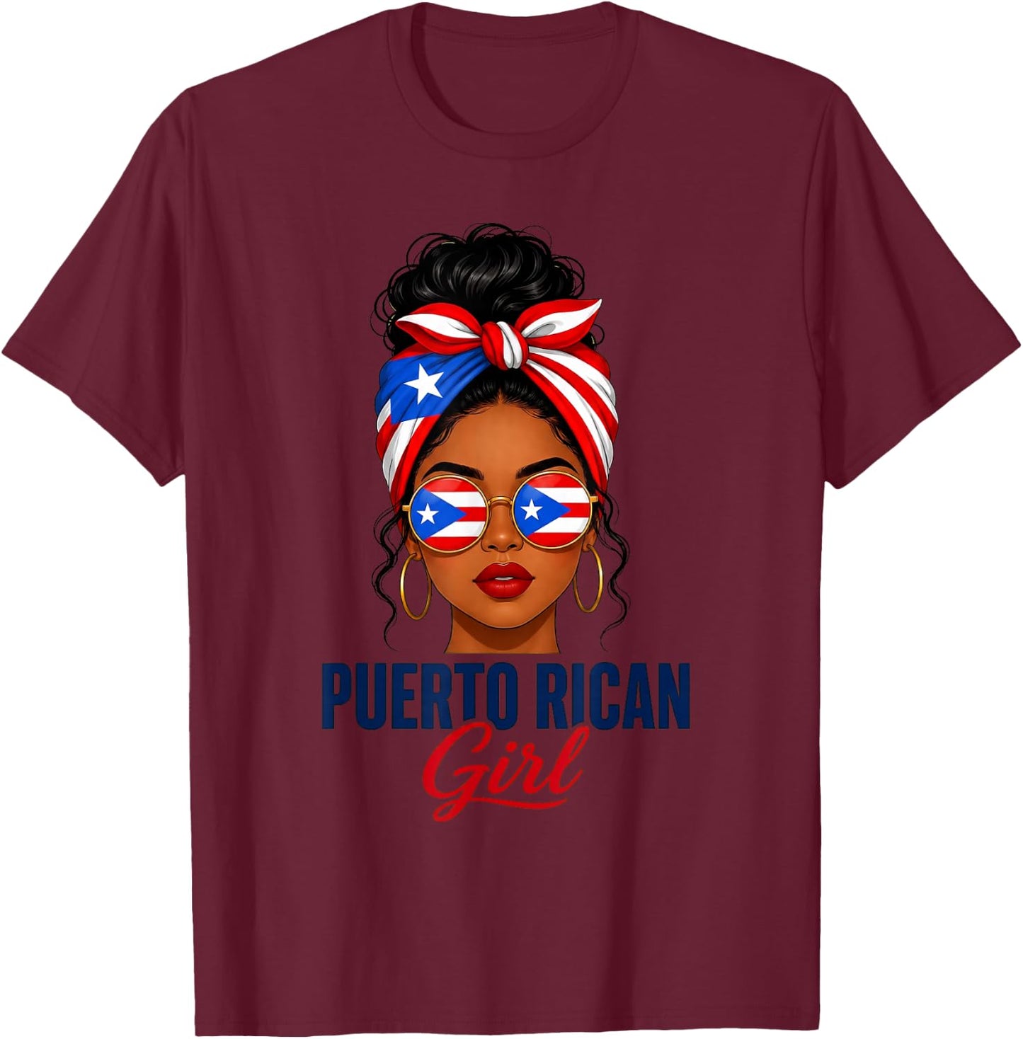 Puerto Rican Girl Puerto Rico Flag Pride Roots T-Shirt - T-Shirt | Maroon