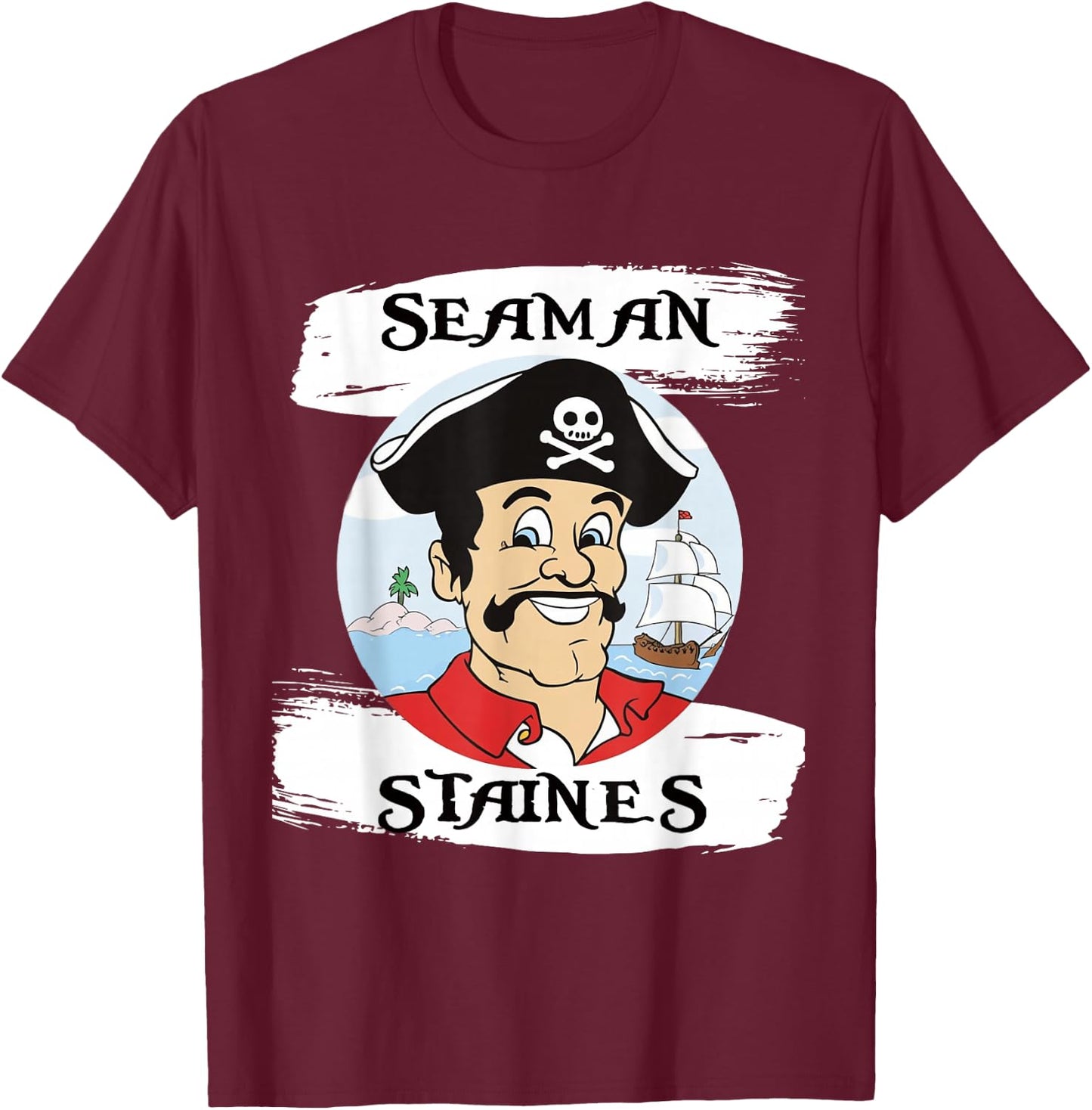 Seaman Staines - Not Captain Pugwash Retro Vintage T-Shirt - T-Shirt | Maroon