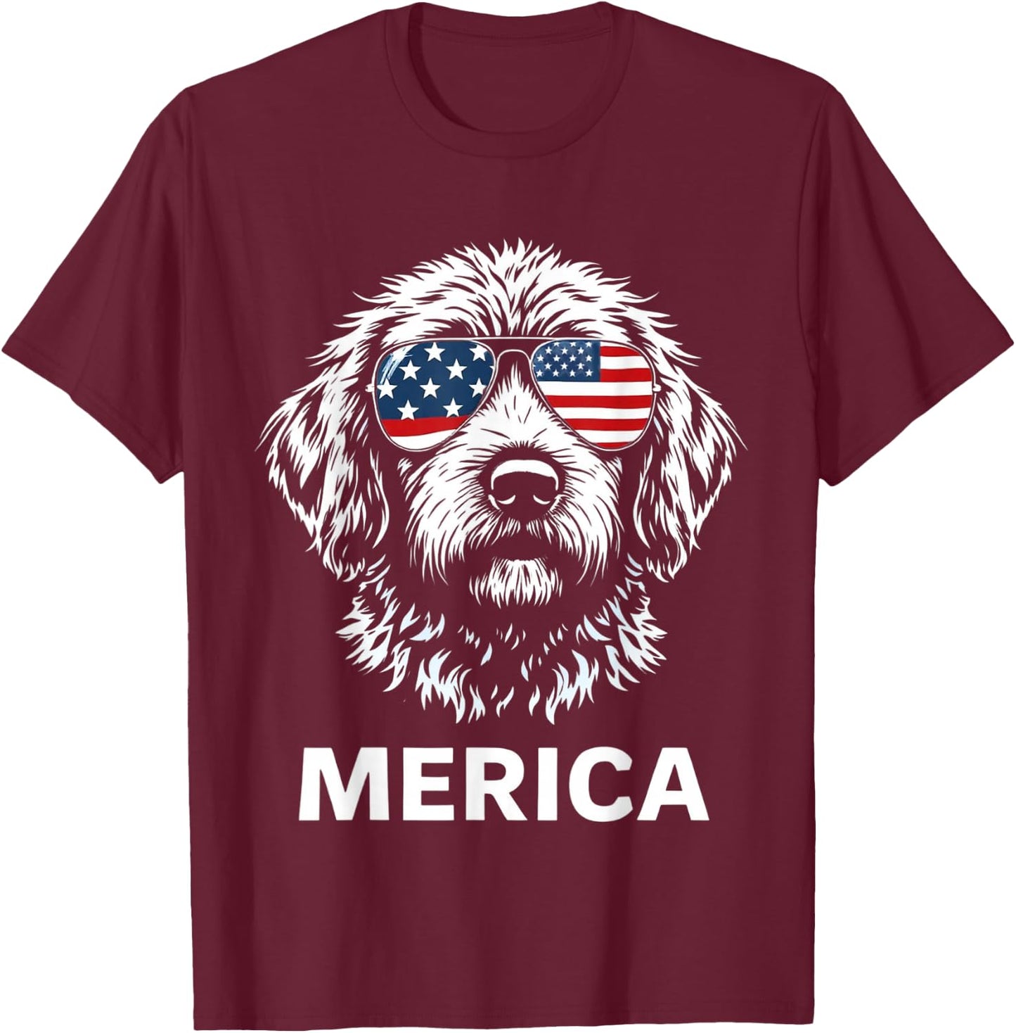 American Flag Merica Goldendoodle dog 4th Of July kids women T-Shirt - T-Shirt | Maroon