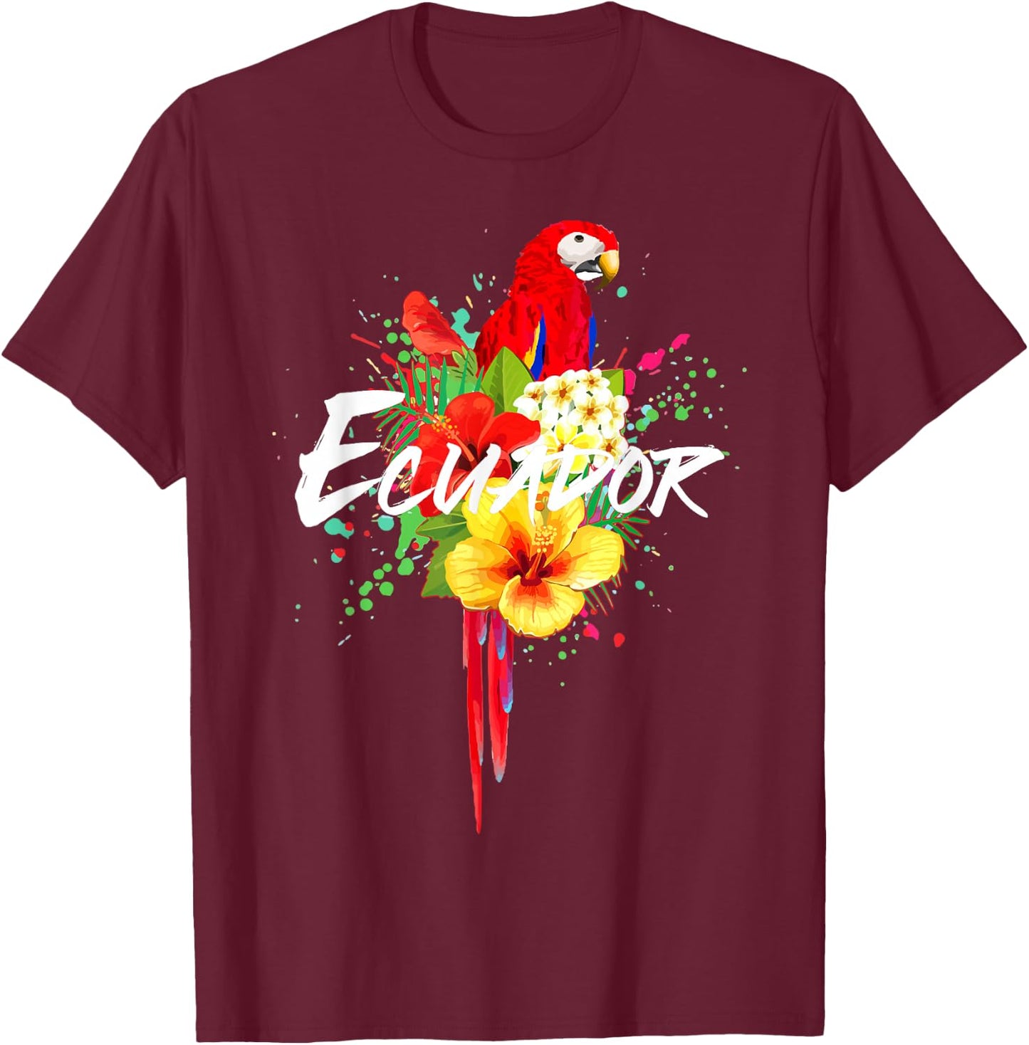 Ecuador Parrot Tropical Ecuadorian Souvenir Vintage T-Shirt - T-Shirt | Maroon