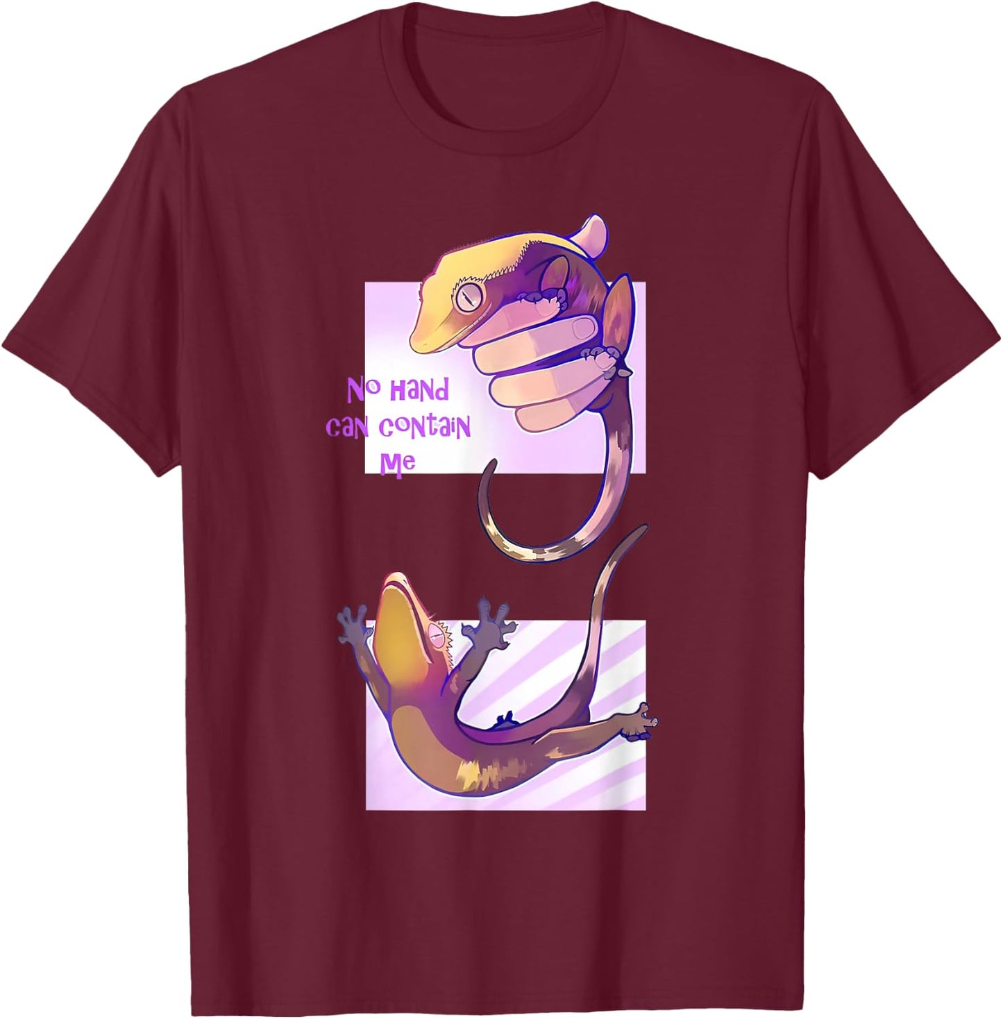 No Hand Can Contain Me Funny Gecko T-Shirt - T-Shirt | Maroon