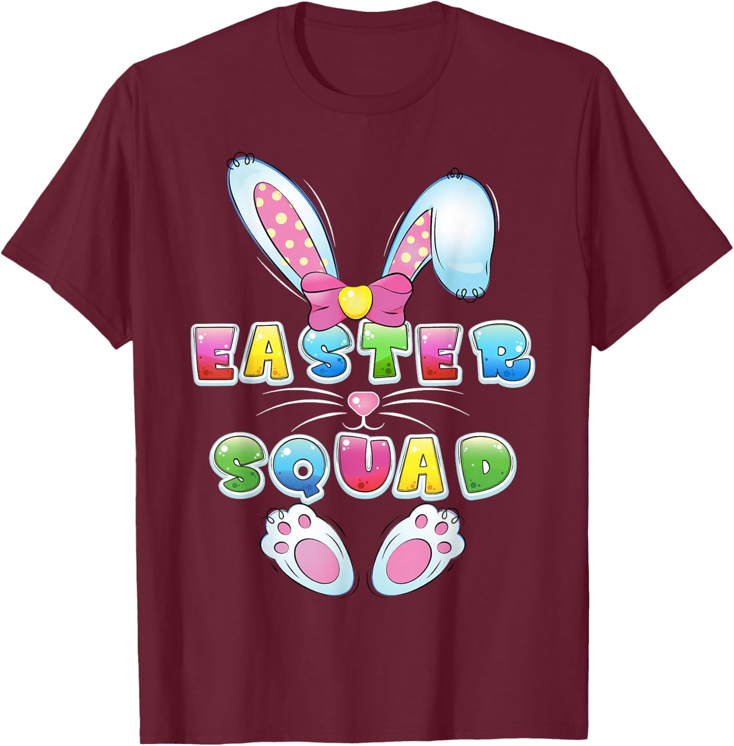 Easter Squad Family Matching Easter Day Bunny Egg Hunt Group T-Shirt - T-Shirt | Maroon