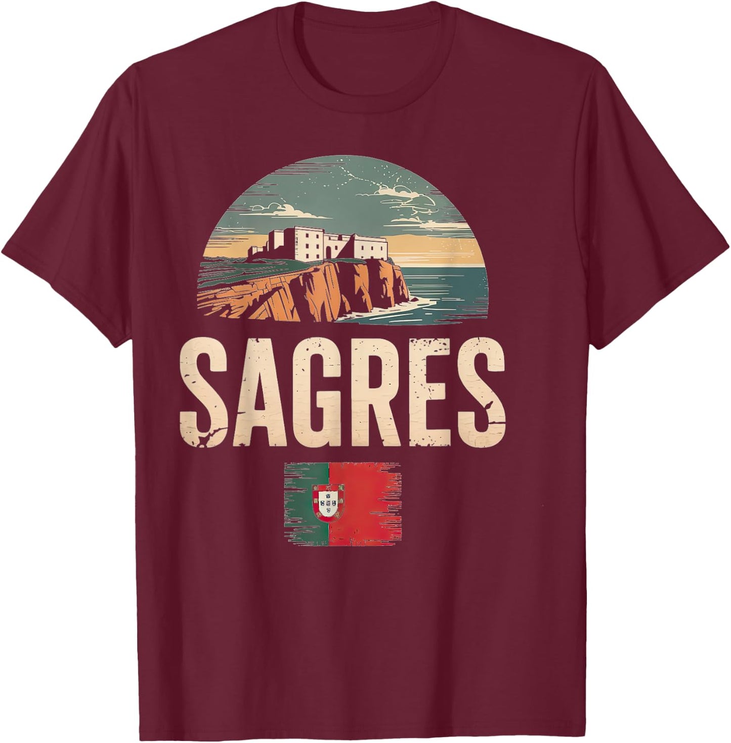 City Travel Portugal Sagres Scenic View T-Shirt - T-Shirt | Maroon
