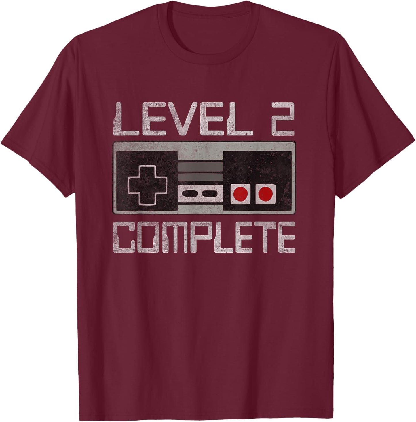 Level 2 Complete 2 Year 2nd Wedding Anniversary Her T-Shirt - T-Shirt | Maroon