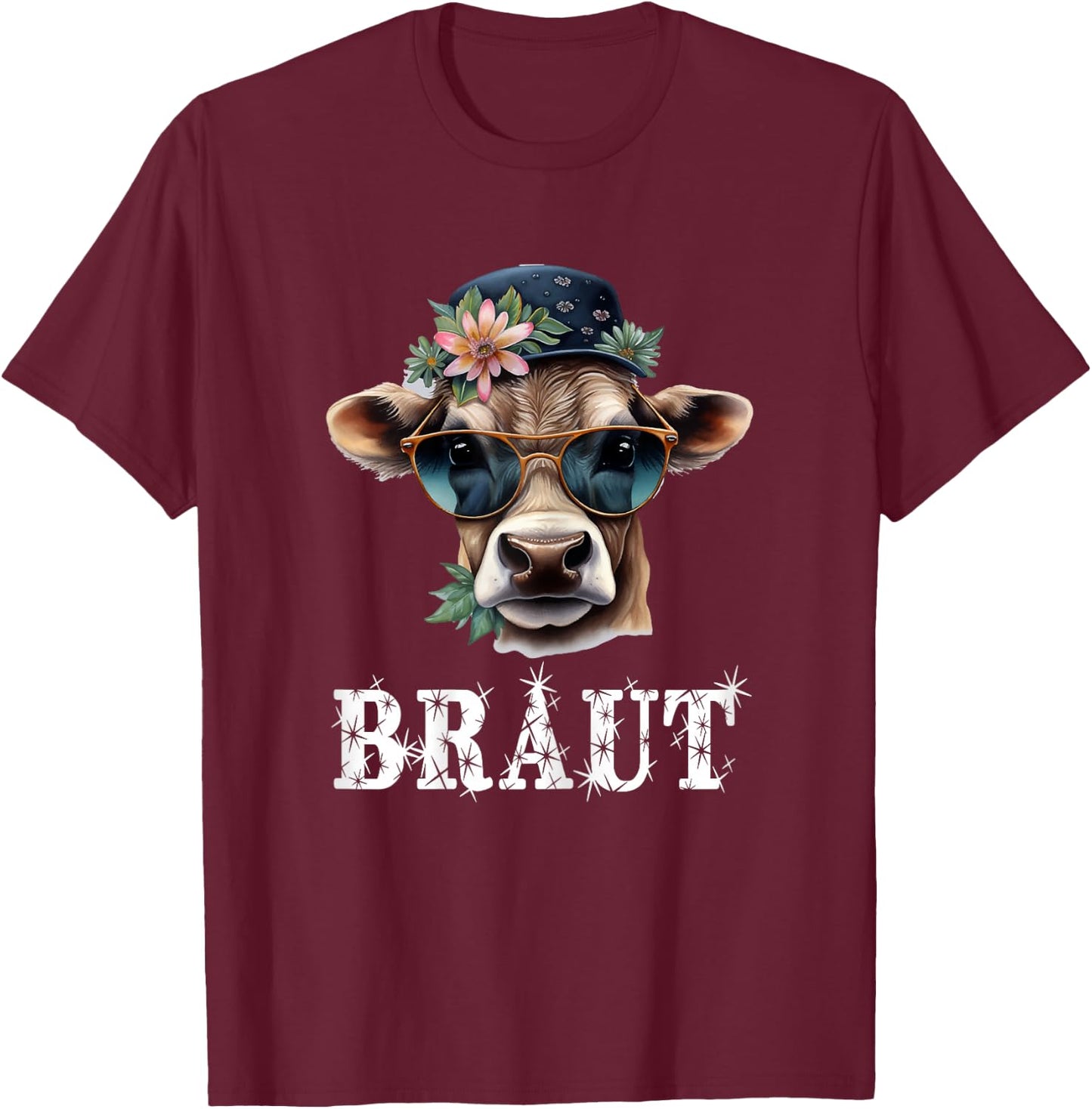 JGA Braut Kuh JGA Junggesellinnenabschied Bauern T-Shirt - T-Shirt | Maroon