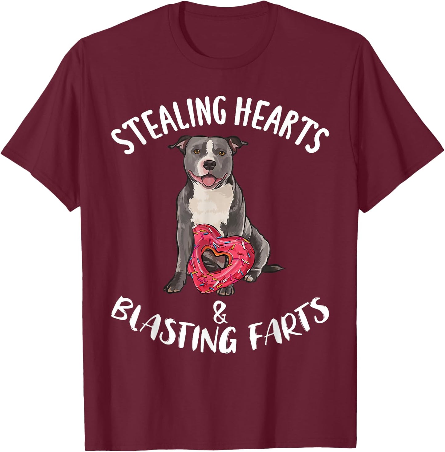 Funny Staffordshire Bull Terrier Steal The Heart T-Shirt - T-Shirt | Maroon