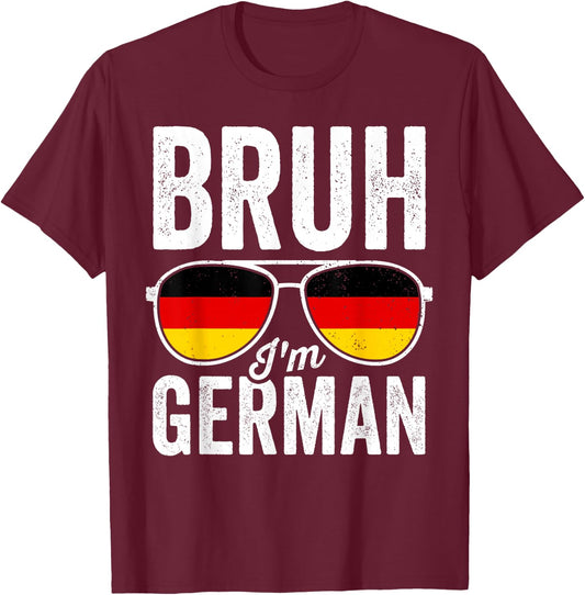 Bruh I'm German Germany Flag Funny German Boys Kids T-Shirt - T-Shirt | Maroon
