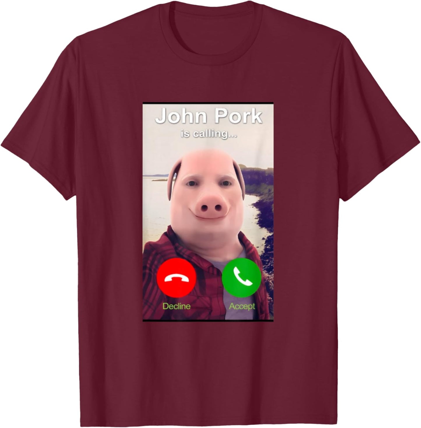 Meme Funny Genz by John Pork , Black, S T-Shirt - T-Shirt | Maroon