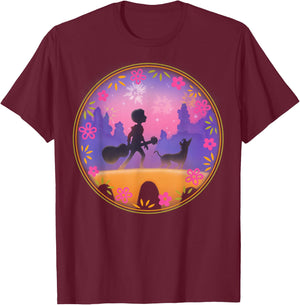 Disney Pixar Coco Miguel Dante Bridge Fireworks T-Shirt - T-Shirt | Maroon