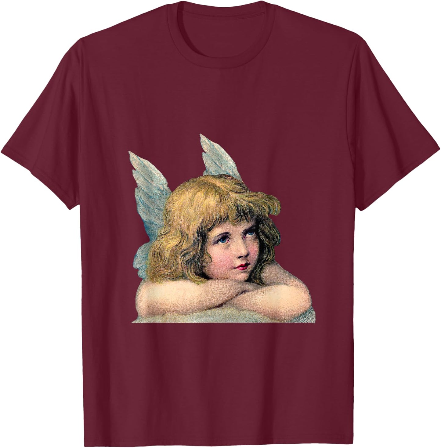 Ange vintage sur nuage céleste protection ange T-Shirt - T-Shirt | Maroon
