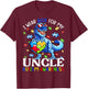 I Wear Blue For My Uncle Autism Awareness Dinosaur Boys T-Shirt - T-Shirt | Maroon