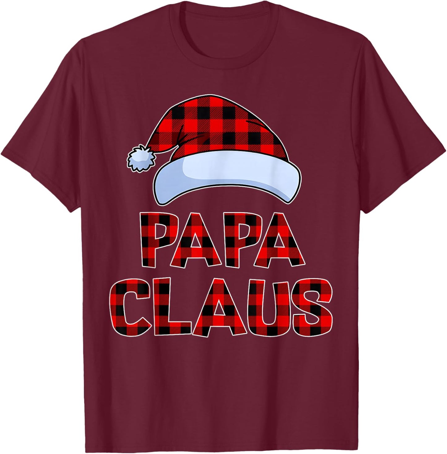 Papa Claus Shirt Christmas Lights Pajama Family Matching T-Shirt - T-Shirt | Maroon
