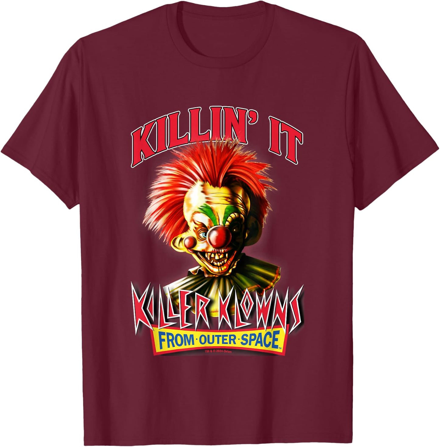 Killer Klowns from Outer Space Killin' It Scary Clown Poster , Black, S T-Shirt - T-Shirt | Maroon