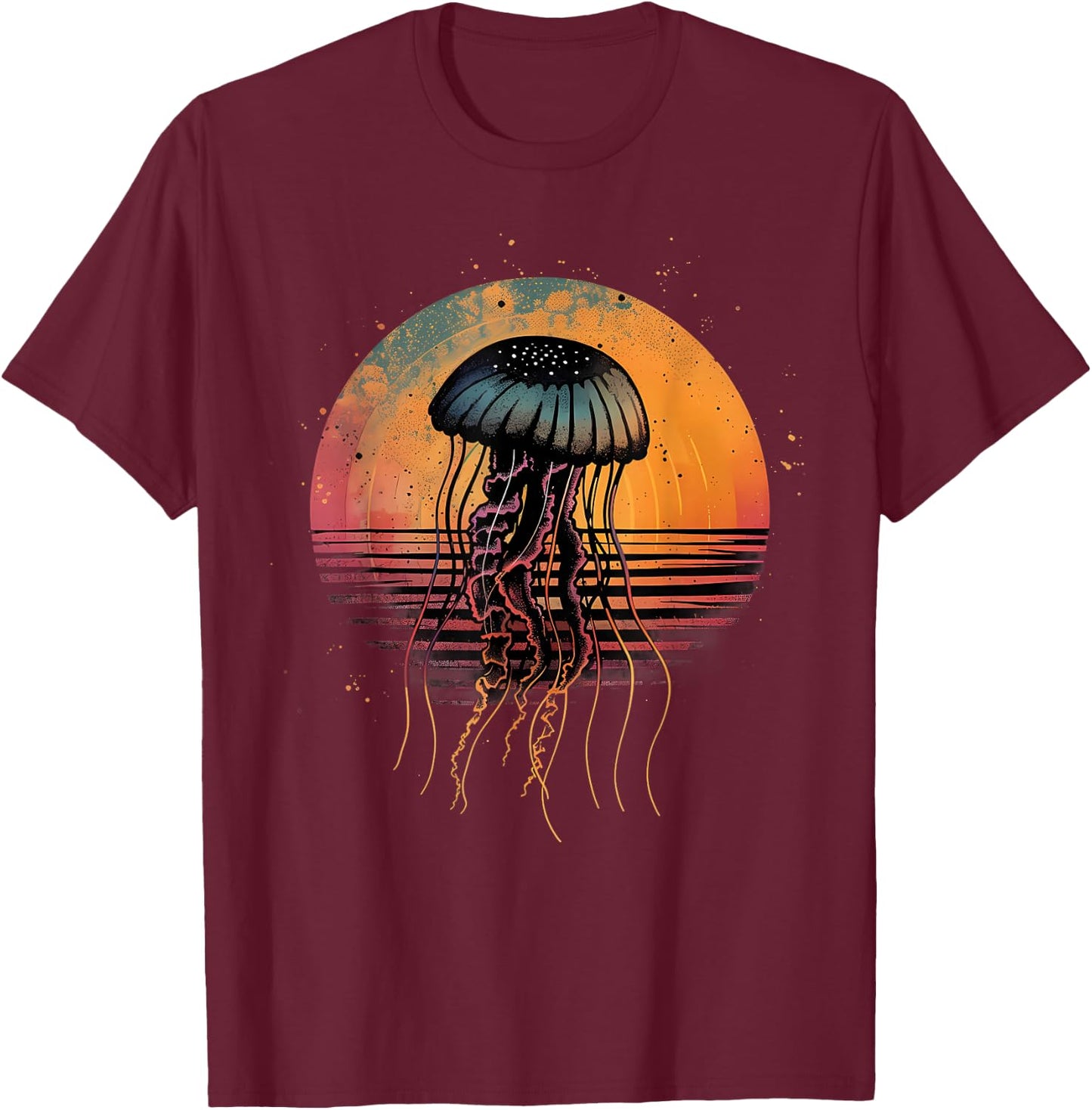 Jellyfish Ocean Sea Jellyfish Sunset Sea Ocean Animal Lover T-Shirt - T-Shirt | Maroon