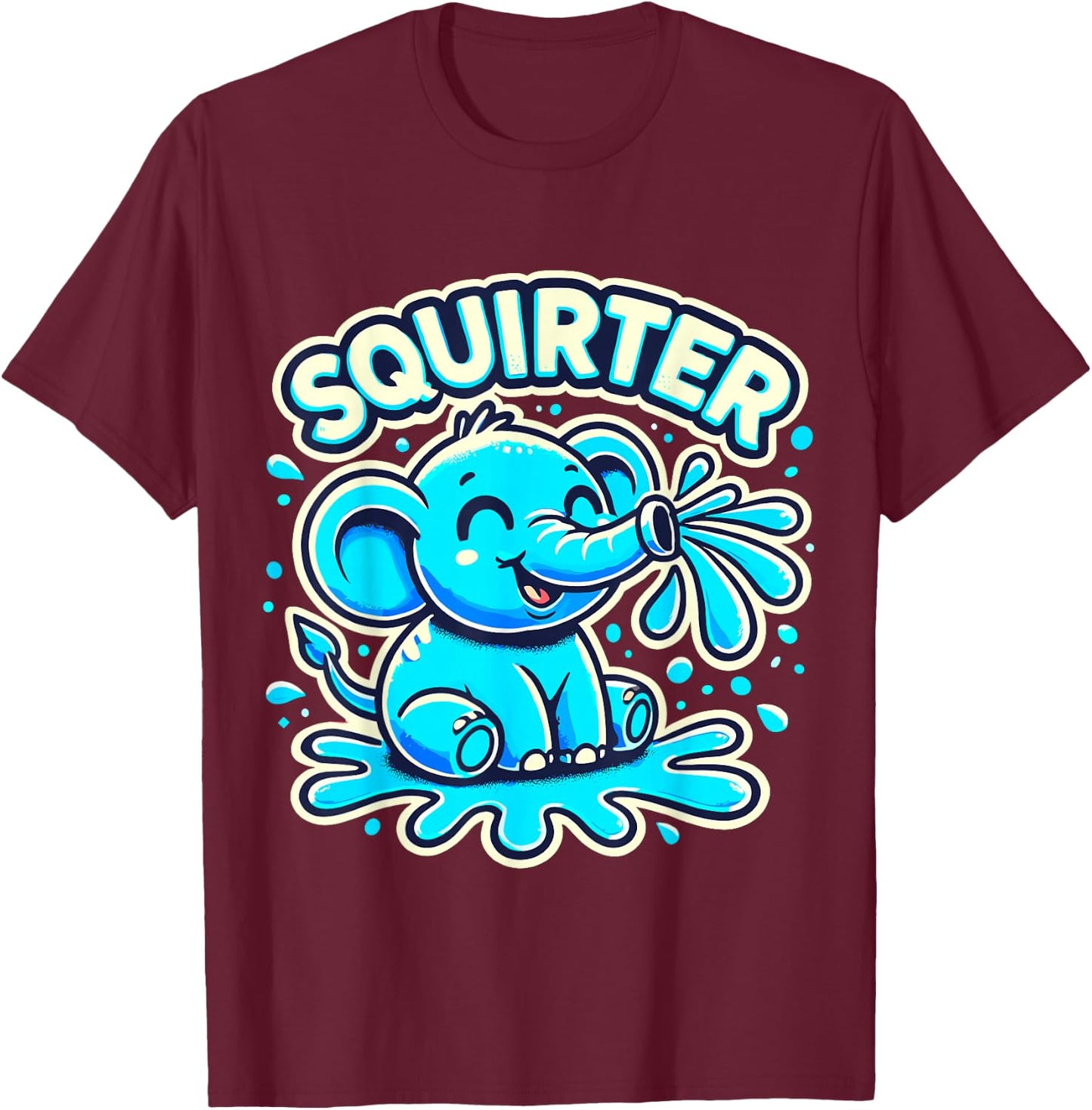 Squirter Elephant Summer T-Shirt - T-Shirt | Maroon