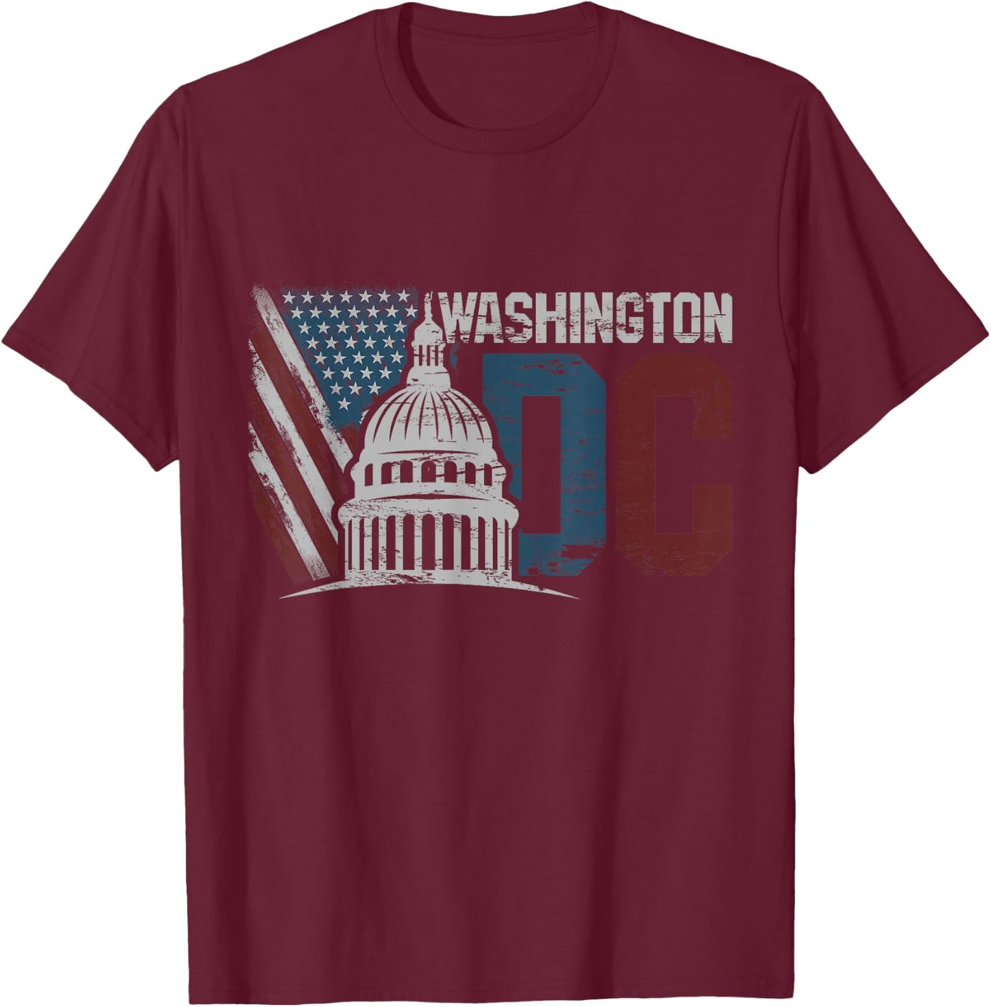 Washington DC Capitol Hill USA Flag Souvenir design T-Shirt - T-Shirt | Maroon