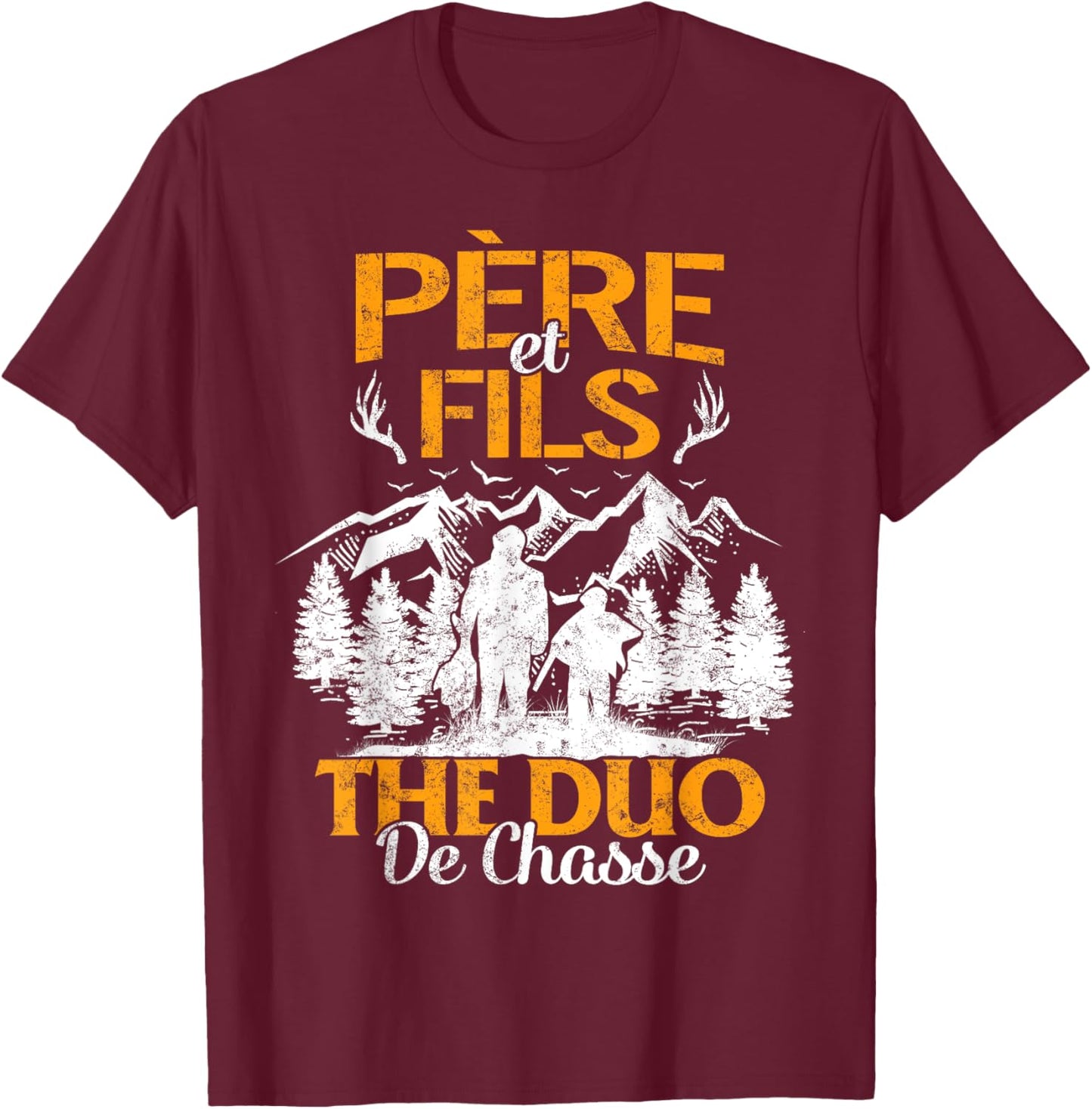 Father & Son The Hunting Duo Fathers Party T-Shirt - T-Shirt | Maroon