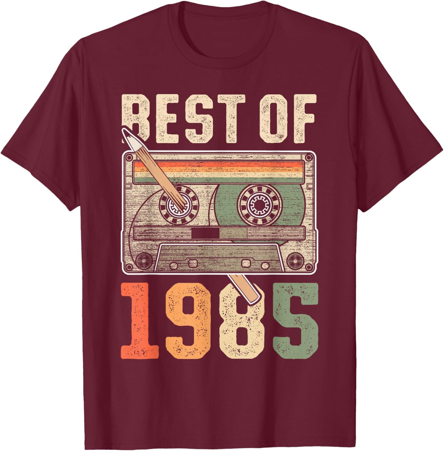Best of 1985 Old Cassette 41st Birthday Retro T-Shirt - T-Shirt | Maroon