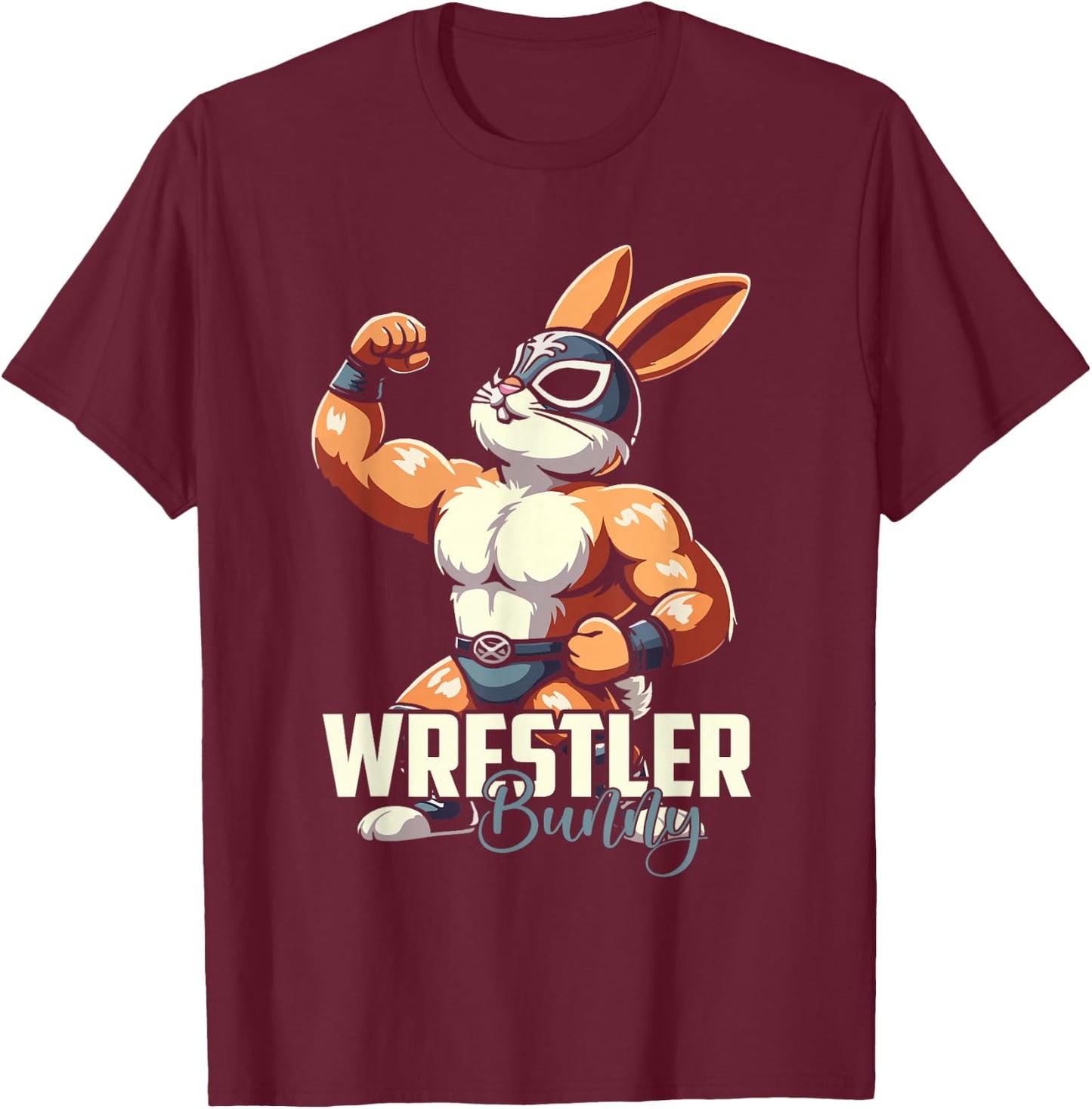 Wrestling Bunny Lucha Libre Rabbit Wrestler T-Shirt - T-Shirt | Maroon
