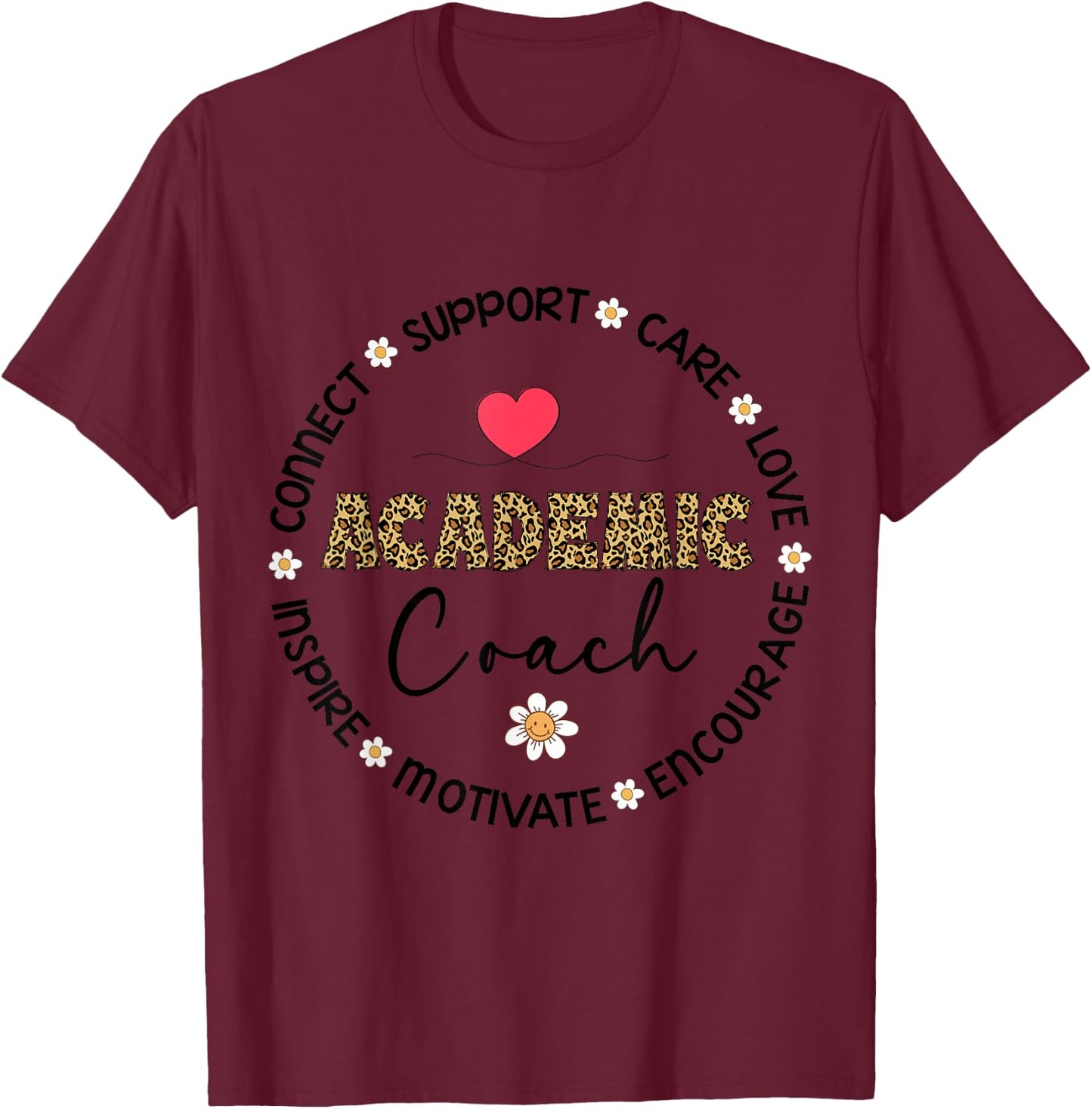 Leopard Academic Coach Appreciation Week back to school T-Shirt - T-Shirt | Maroon
