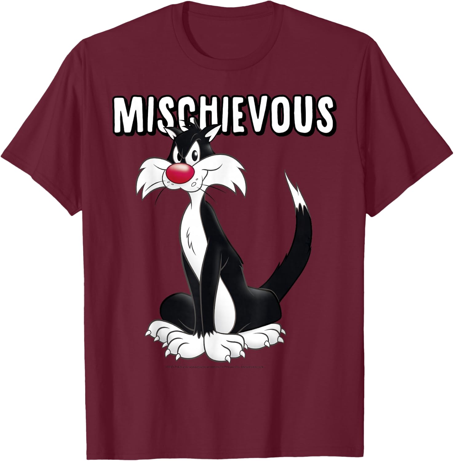 Looney Tunes Sylvester Mischievous Vintage Cat Portrait T-Shirt - T-Shirt | Maroon