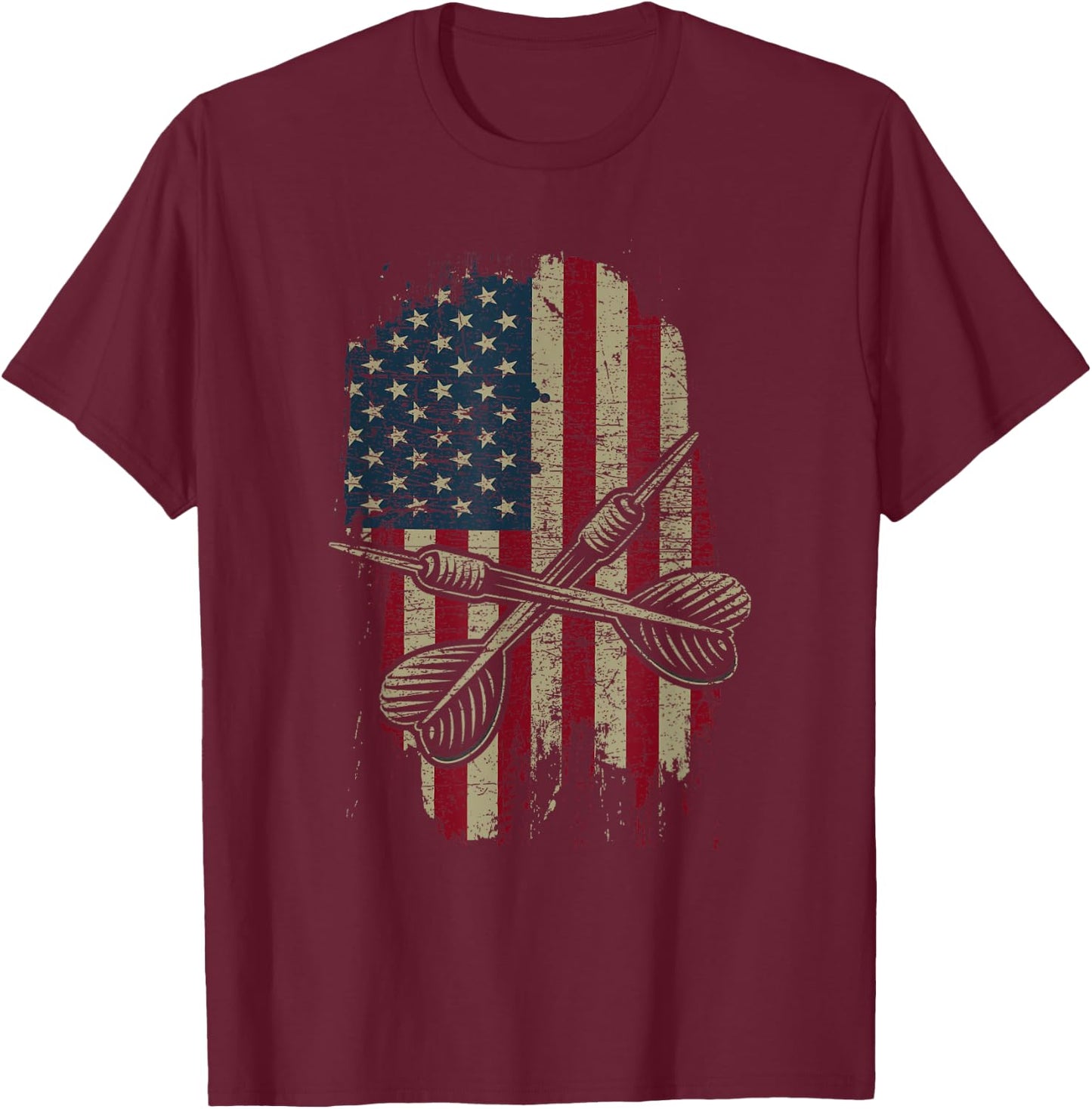 Patriotic USA American Darts Lover Dart Sports Gift Men T-Shirt - T-Shirt | Maroon