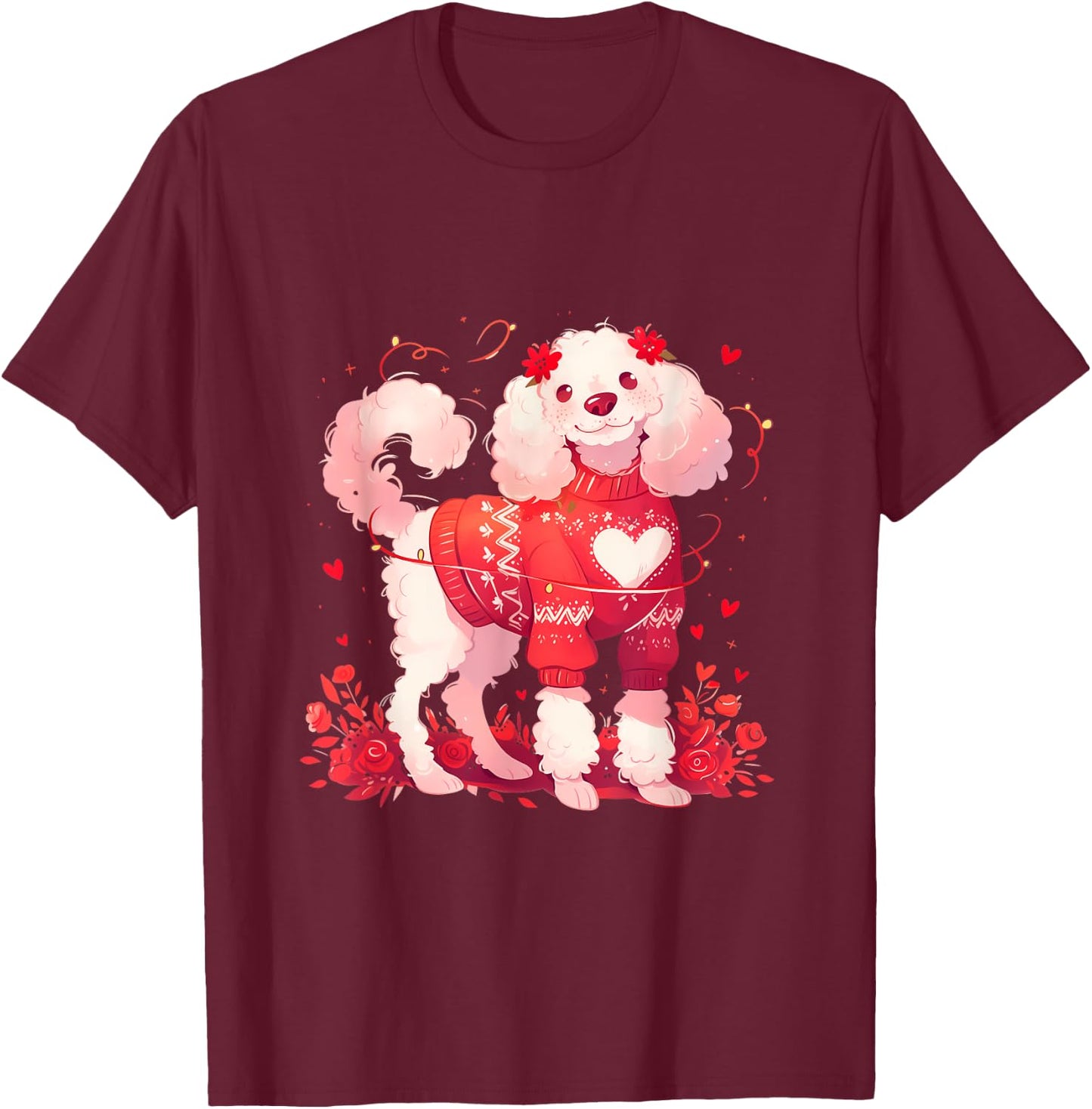 Valentine's Day Poodle Lover Shirt My dog is My Valentine Men Women Kids T-Shirt - T-Shirt | Maroon