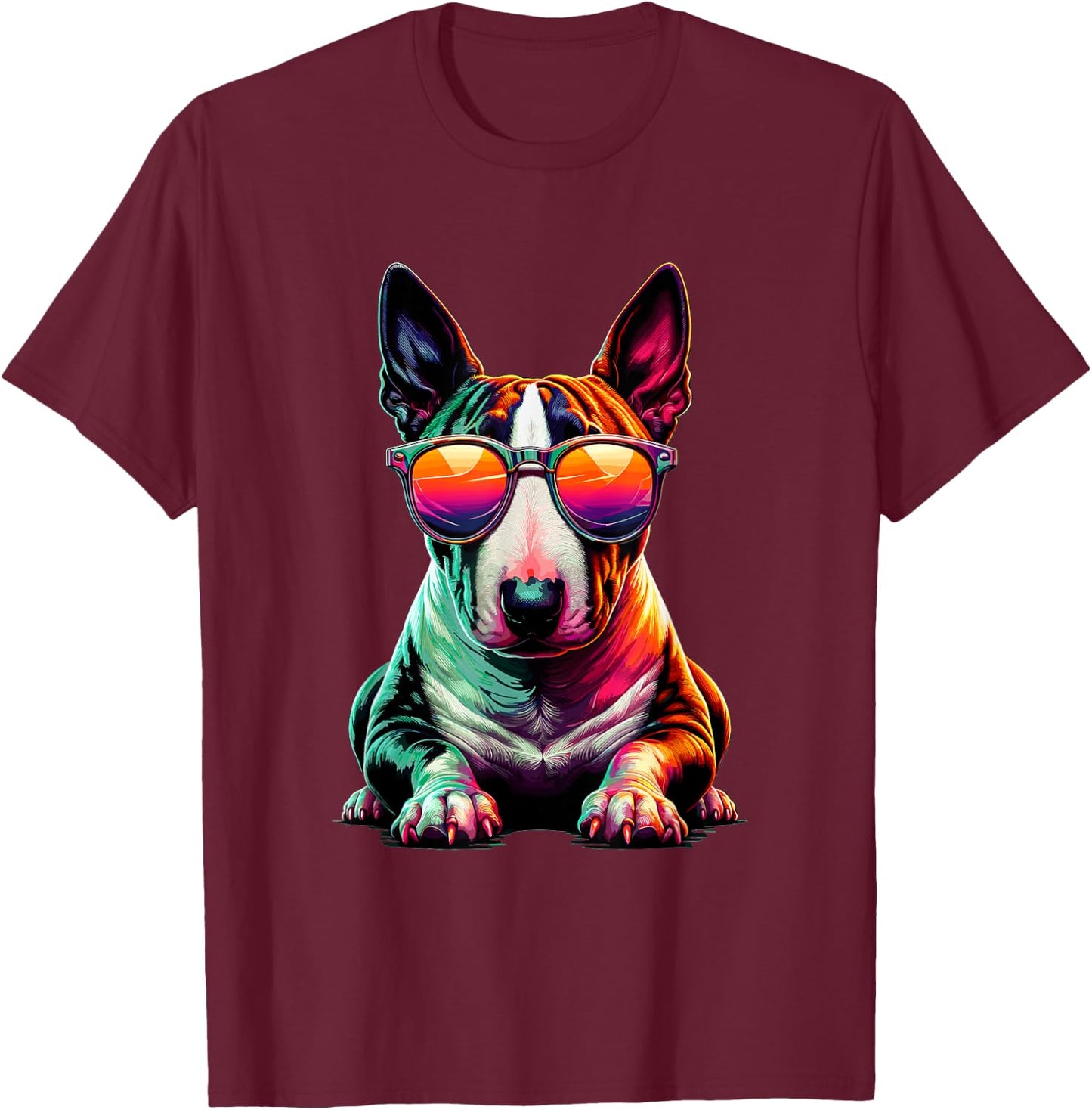 Sunglasses Bull Terrier English Bull Terriers Bullie Dog Men Women Girls Kids T-Shirt - T-Shirt | Maroon