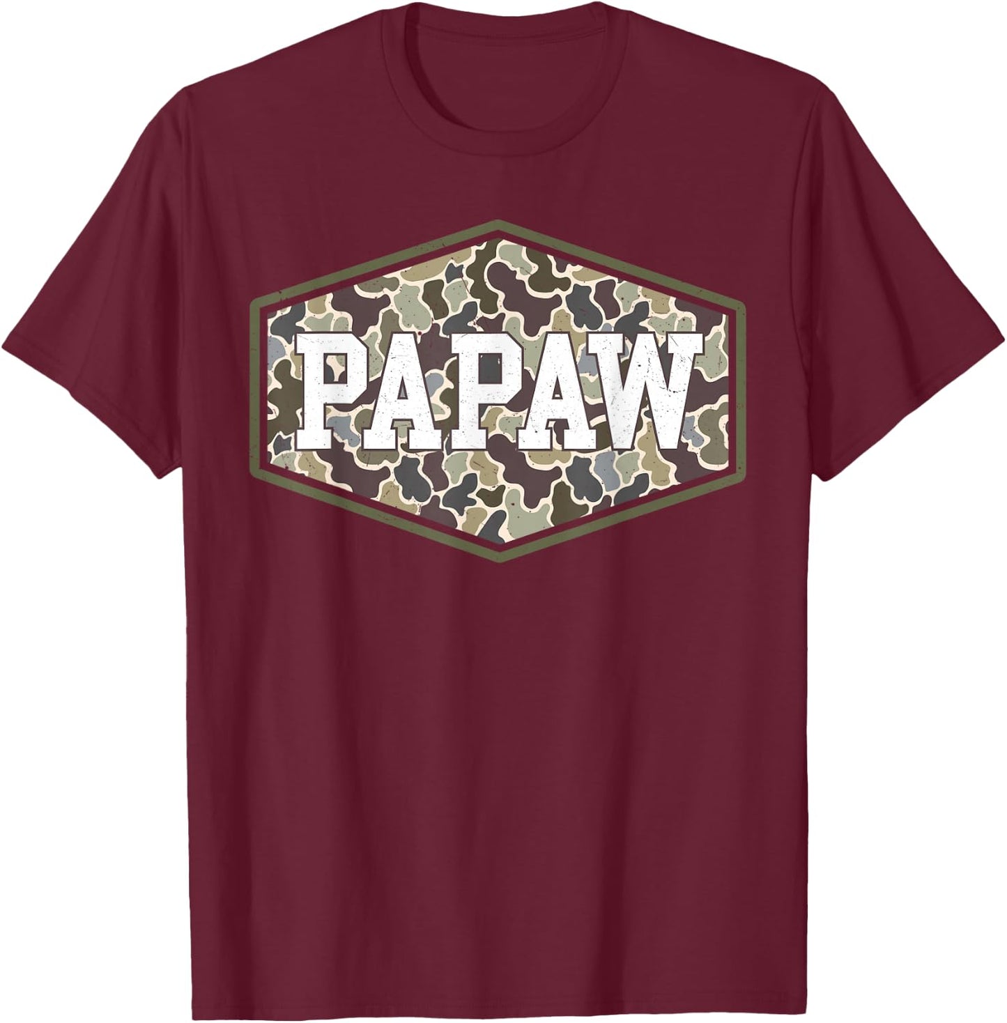 Papaw Camo Camouflage Father's Day Grandfather T-Shirt - T-Shirt | Maroon