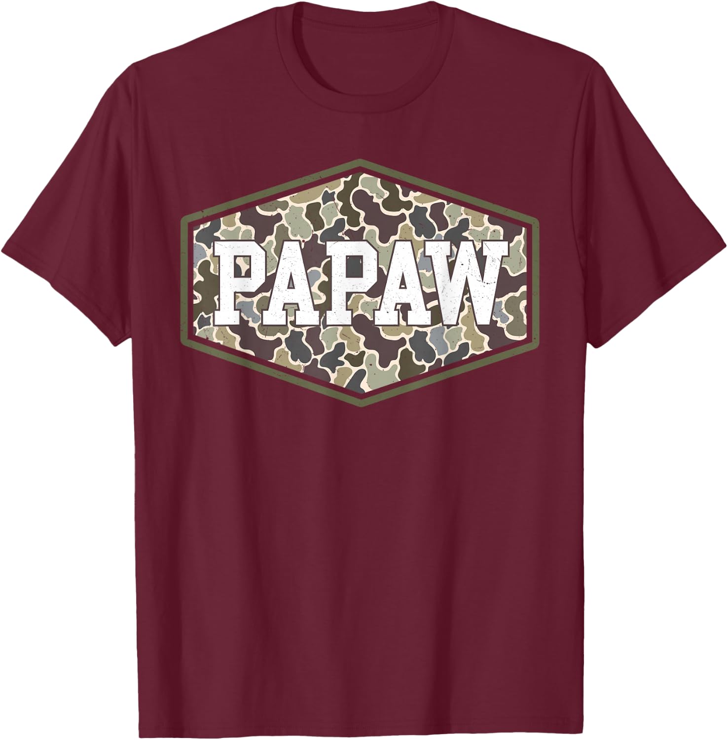 Papaw Camo Camouflage Father's Day Grandfather T-Shirt - T-Shirt | Maroon