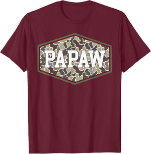 Papaw Camo Camouflage Father's Day Grandfather T-Shirt - T-Shirt | Maroon