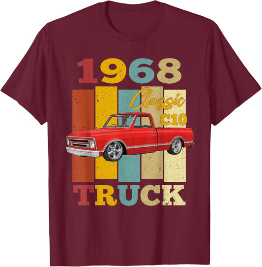 1968 68 C10 Truck Vintage 60s Silhouette Classic Old Hot Rod T-Shirt - T-Shirt | Maroon