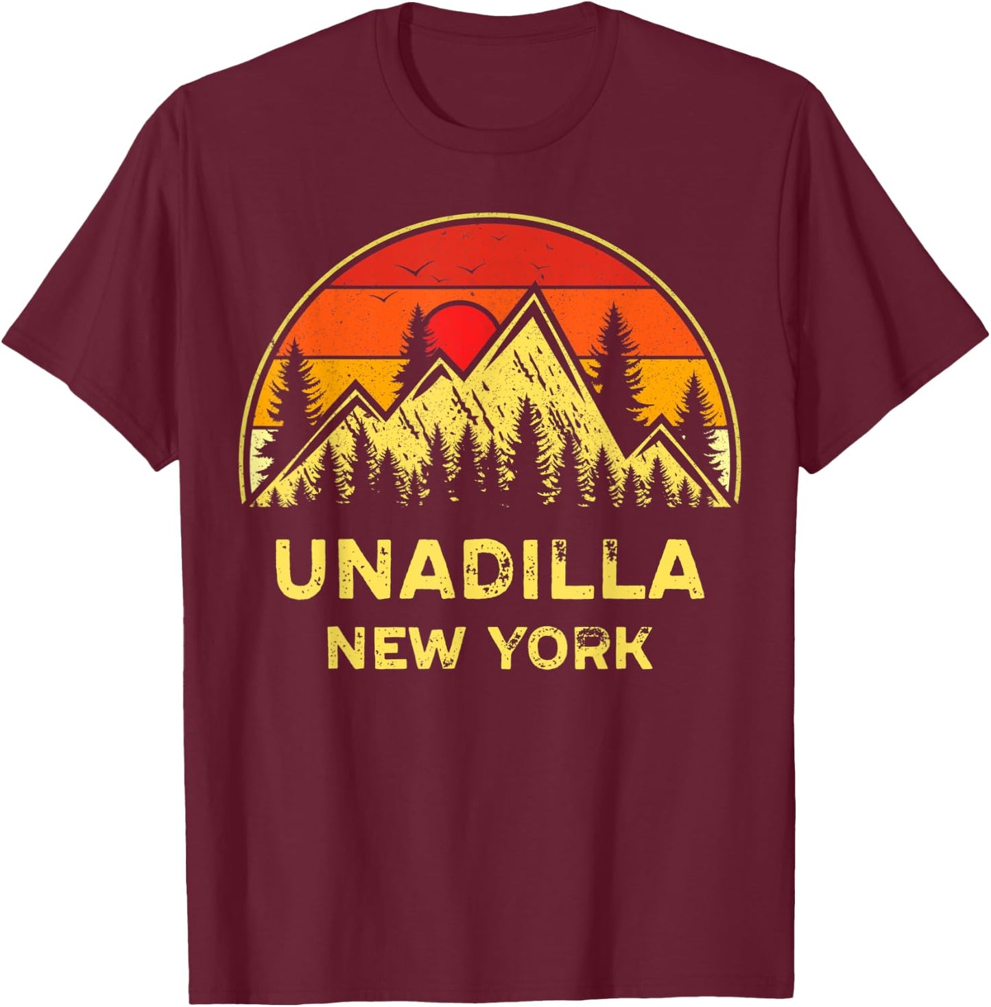 Vintage Unadilla New York NY Mountains Hiking Hike Souvenir T-Shirt - T-Shirt | Maroon