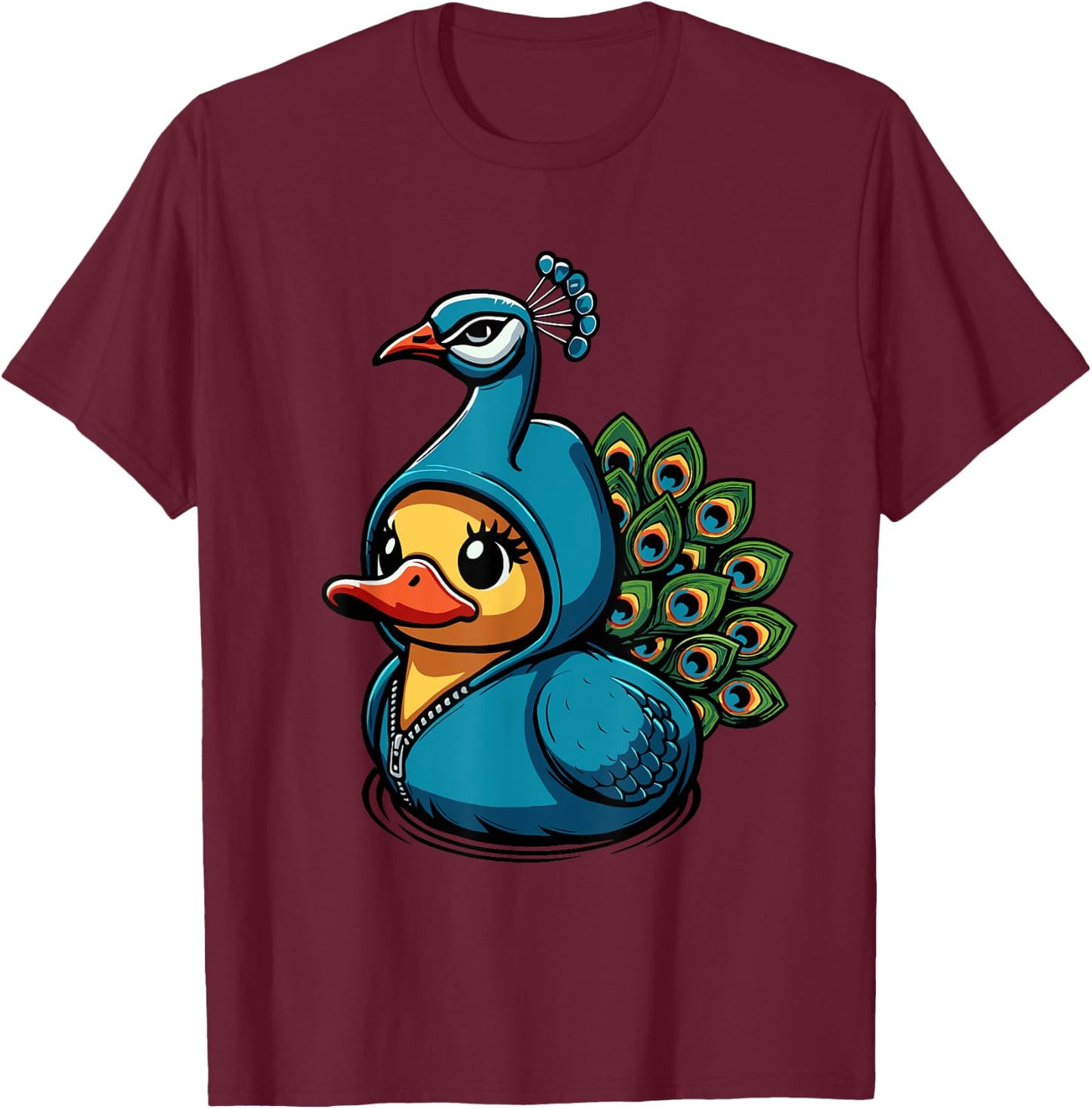Peacock Duck T-Shirt - T-Shirt | Maroon