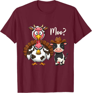 Turkey Moo Cow Funny Thanksgiving Cute Cow Costume T-Shirt - T-Shirt | Maroon