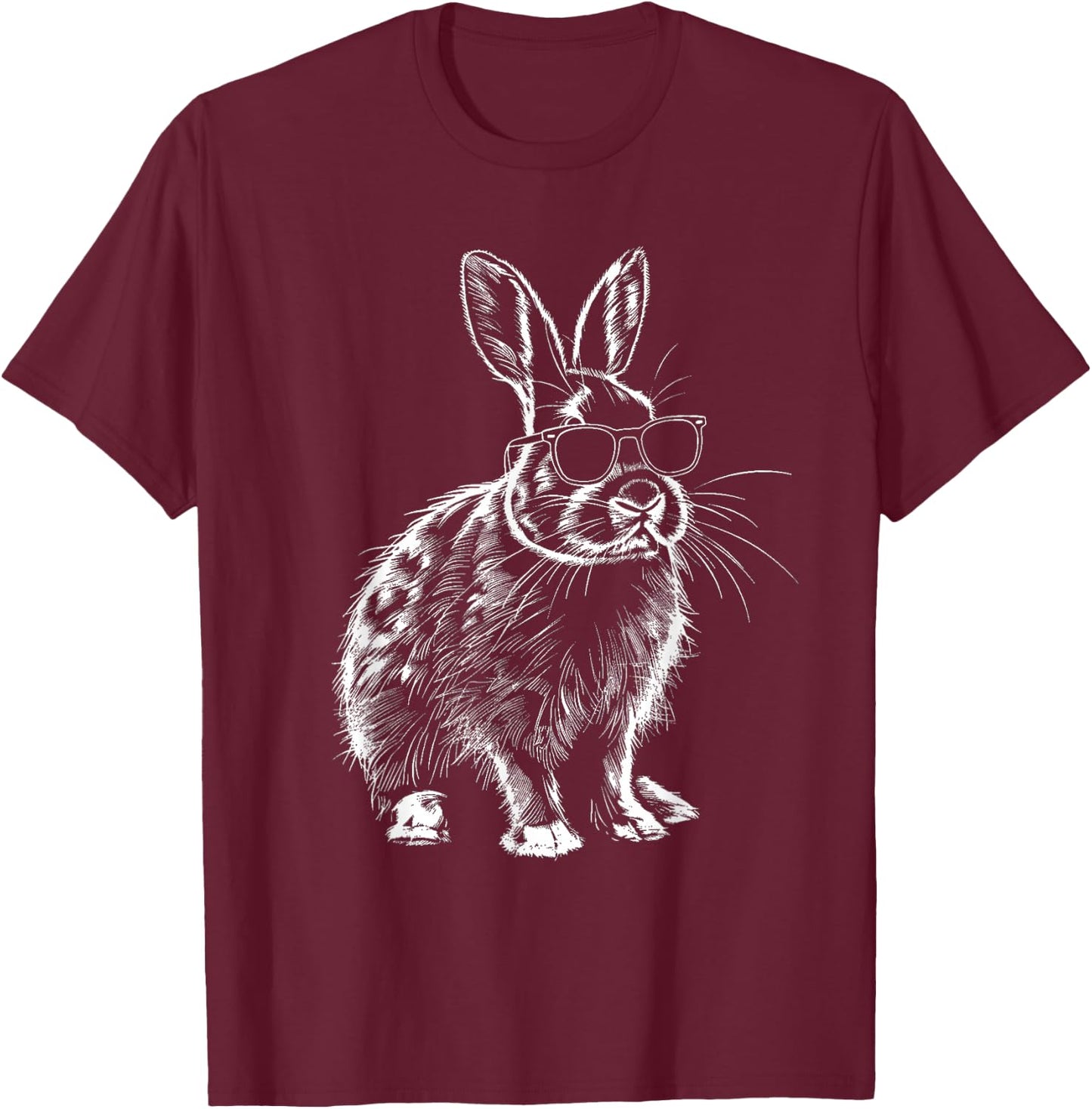 Rabbit Animal Lovers Cute Rabbit Bunny Sunglasses T-Shirt - T-Shirt | Maroon