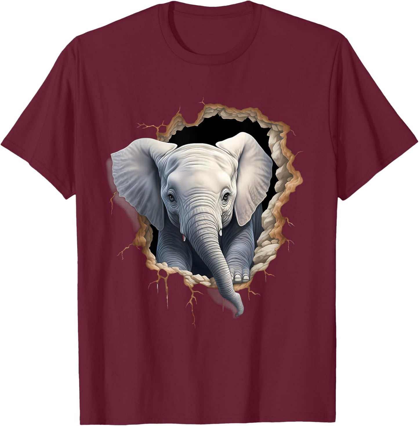 Elefanten-Wandmotiv Kunstwerk Tierwelt afrikanische Tierliebhaber T-Shirt - T-Shirt | Maroon