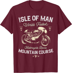 Retro Isle of Man TT Races Vintage Motorcycle Race , black T-Shirt - T-Shirt | Maroon