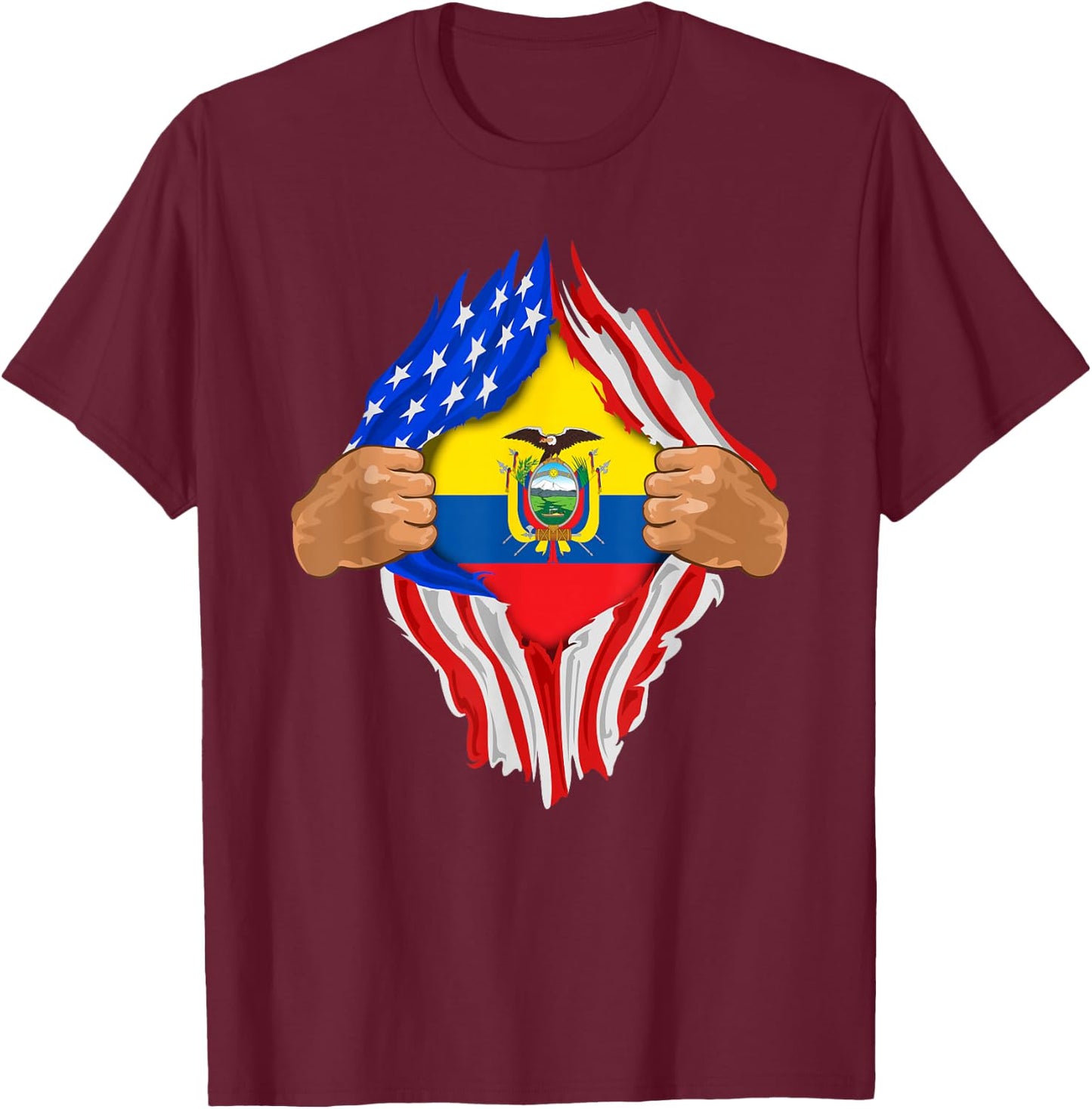 Ecuadorian Blood Inside Me | Ecuador Flag Gift T-Shirt - T-Shirt | Maroon