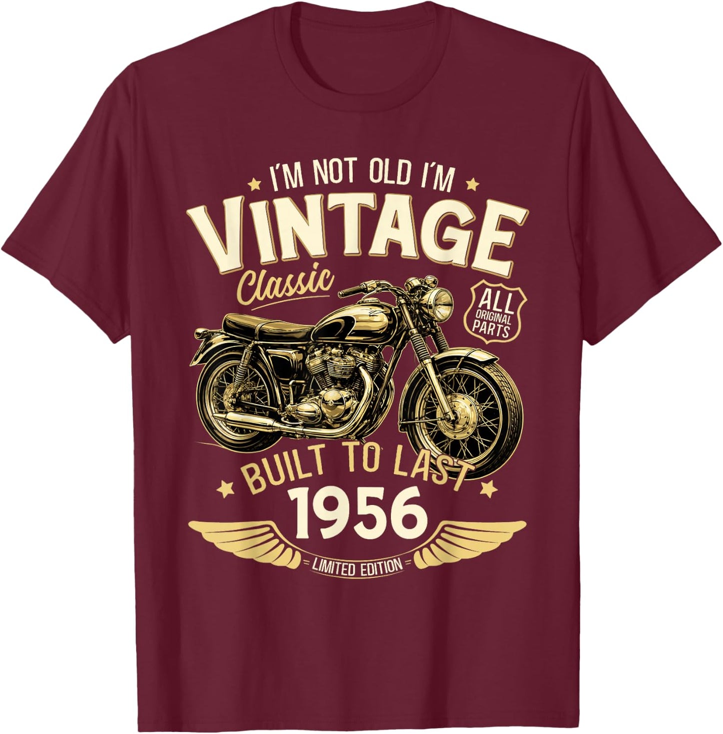 70. Geburtstag Mann Geschenk Motorrad Motorradfahrer 1956 T-Shirt - T-Shirt | Maroon