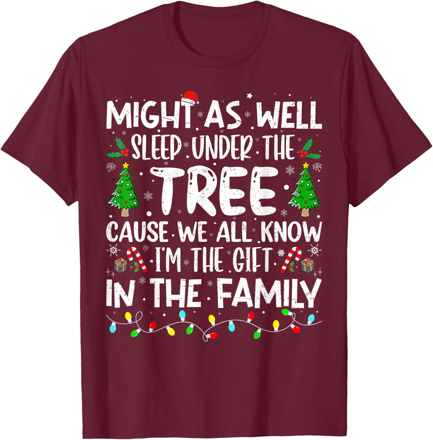Funny Christmas Family Kids Christmas Pajamas Girls Boys T-Shirt - T-Shirt | Maroon