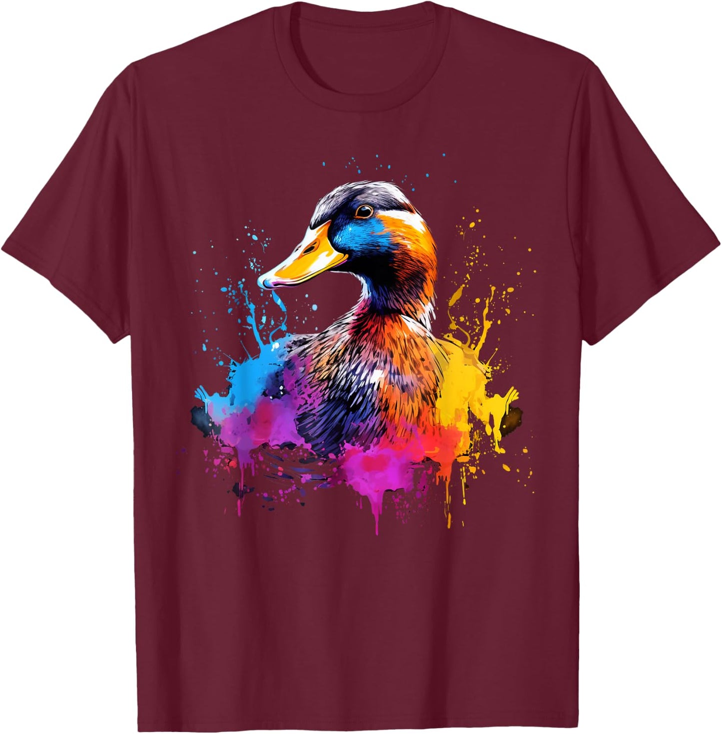 Cool Duck on colorful painted Duck T-Shirt - T-Shirt | Maroon