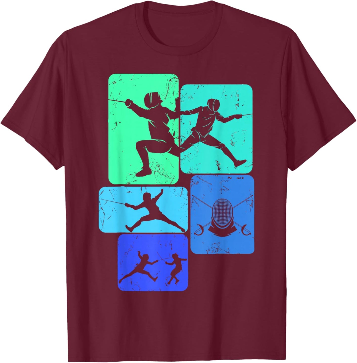 Fencing Fencing , Black, S T-Shirt - T-Shirt | Maroon
